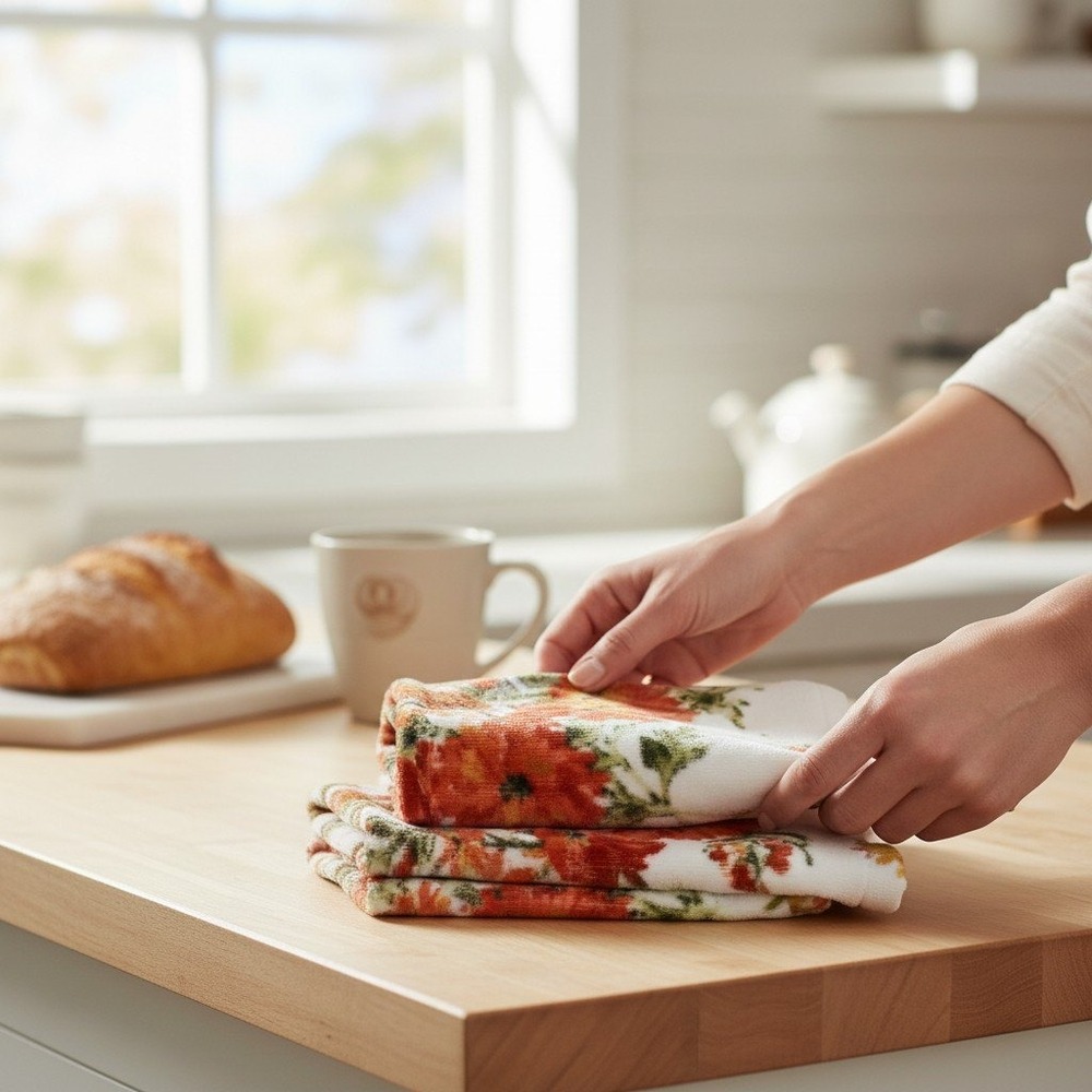 Haymarket Square Kitchen Towels Unisex OS Red Floral New Set of 2 443416